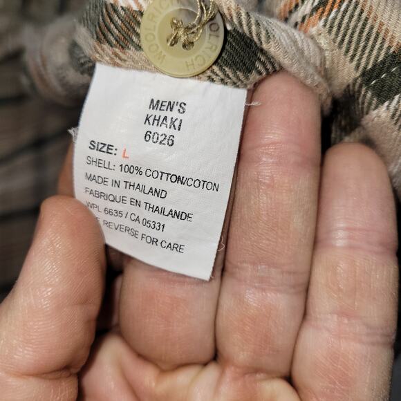 Woolrich Shirt Mens Size Large Beige Flannel Gorpcore Hiking Grunge Job Y2k Gorp - Picture 15 of 16